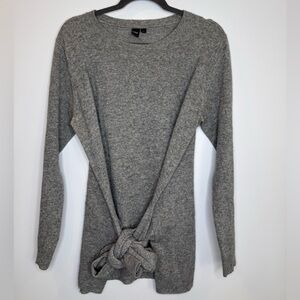 Simons Gray wool cashmere Knit Sweater Knot tie front Detail size large